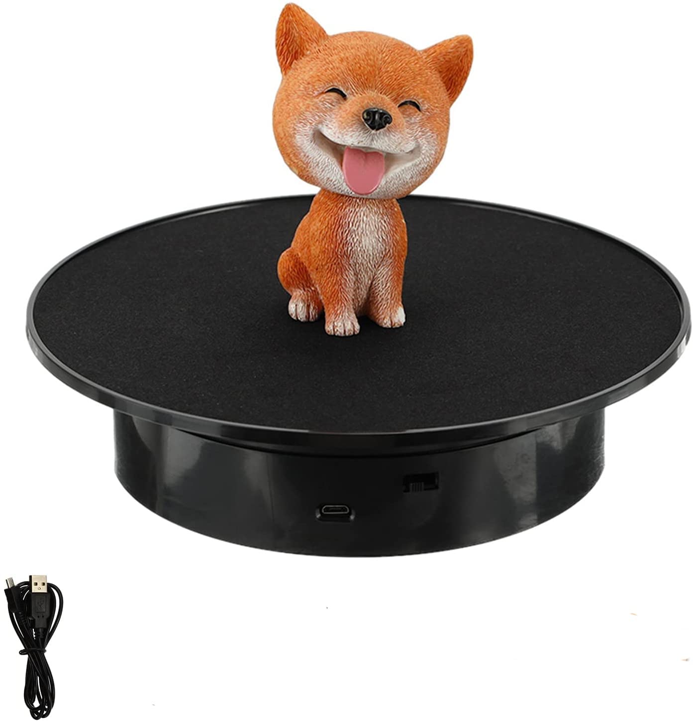 24x7 eMall Automatic Rotating Display Stand, 360 Degree Electric Rotating Turntable With Mirror for Photography Products Display, Jewellery, Cake, 8 Inch Diameter (Black)