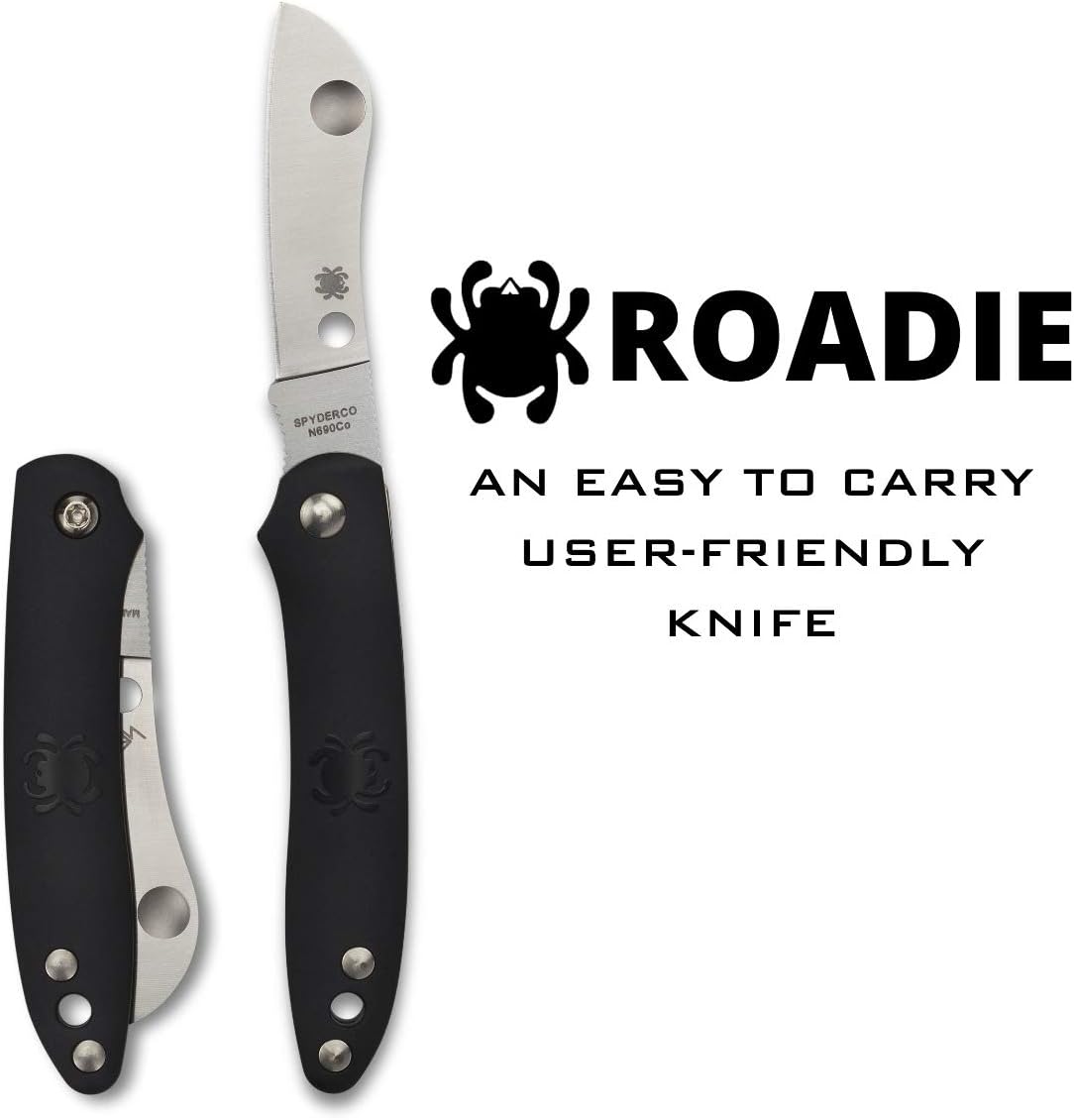 Spyderco Roadie Folding Pocket Knife with 2" N690Co Steel Blade and FRN Handle - EDC Knife for Men and Women, Perfect for Hunting, Tactical, Camping, Survival, Hiking - PlainEdge - C189PBK