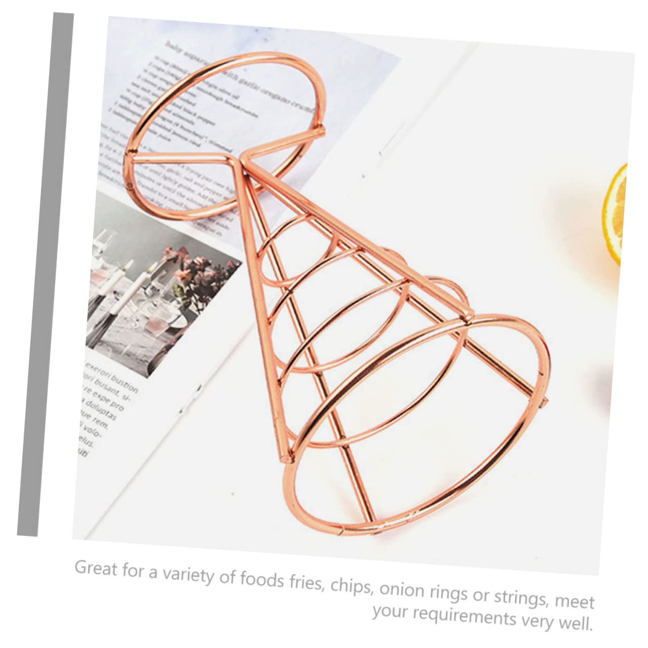 VINTORKY 2pcs Cone Snack Holder Fries Holder Fry Chip Basket Appetizer Rack French Fries Stand Fries Basket Snack Stand Appetizer Holder Chip Display Rack Bar Supply Stainless Steel