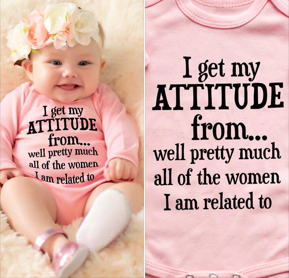 Newborn Baby GOT My Mind ON My Mommy Paws Funny Bodysuits Rompers Outfits Grey White 0-18M (Z-z I?Get?My?Attitude?from, 3-6M)