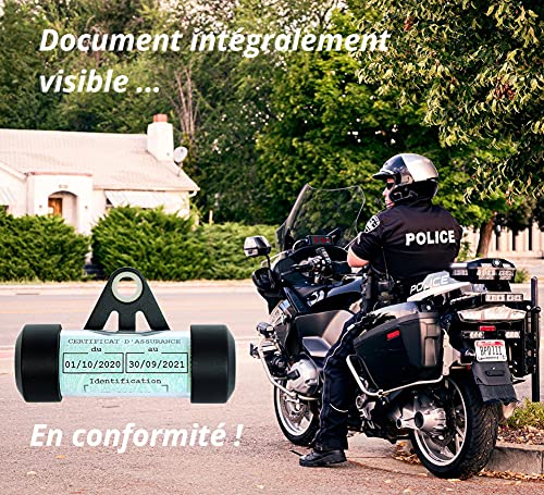 Porte Vignette Assurance Moto Tube, Accessoire Scooter/Moto Support De Vignette Assurance Etanche Noir ✯Marque FRANÇAISE UGOZEN✯ 50x30 mm d'affichage pour Moto/Scooter/Quad - Image 3