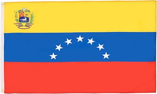 Miniatura 1 de AZ FLAG - Bandera de Venezuela Old 7 stars with arms - 3x5 Ft - Cartel venezolano antiguo de poliéster 100D con dos ojales metálicos - Resistente a