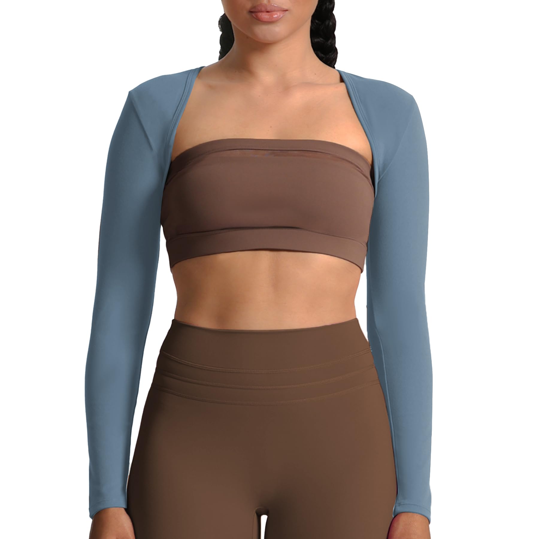 Aoxjox Women's Long Sleeve Open Front Lexi Lined Bolero Shrug Crop Top Cardigan