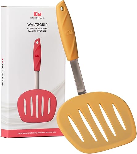 Miniatura 11 de Kitchen Mama WaltzGrip - Espátula de silicona platino para panqueques: resistente al calor, flexible, núcleo de acero inoxidable, antiadherente,