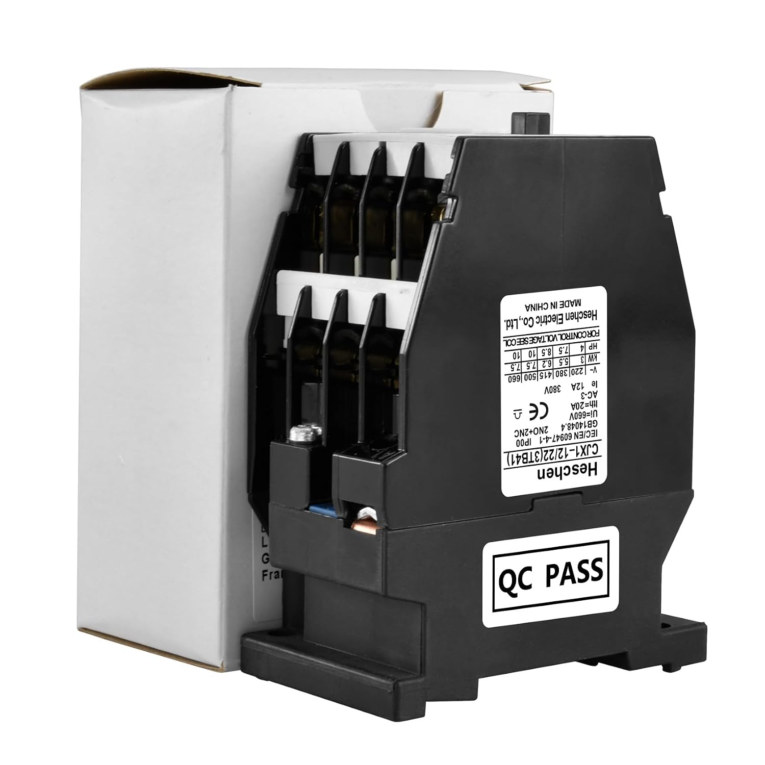 Heschen AC Contactor CJX1-12/22 220V 50/60Hz Coil 3P 3 Pole 2NO+2NC 380V 20A 5.5KW