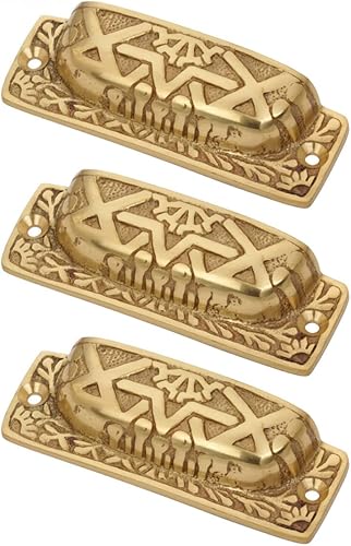 Renovators Supply Manufacturing Tiradores de gabinete de 3 34 pulgadas, tiradores de latón antiguo estilo azteca para cajones con accesorios de