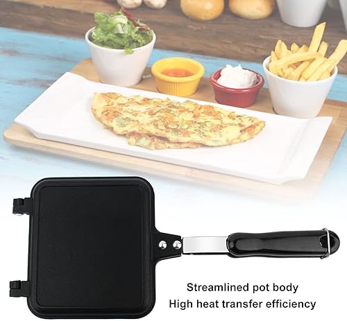 Miniatura 3 de YOUTHINK Sartén de doble cara, sartén antiadherente para desayuno, para sándwich, para desayuno, bandeja abatible de aleación de aluminio, molde