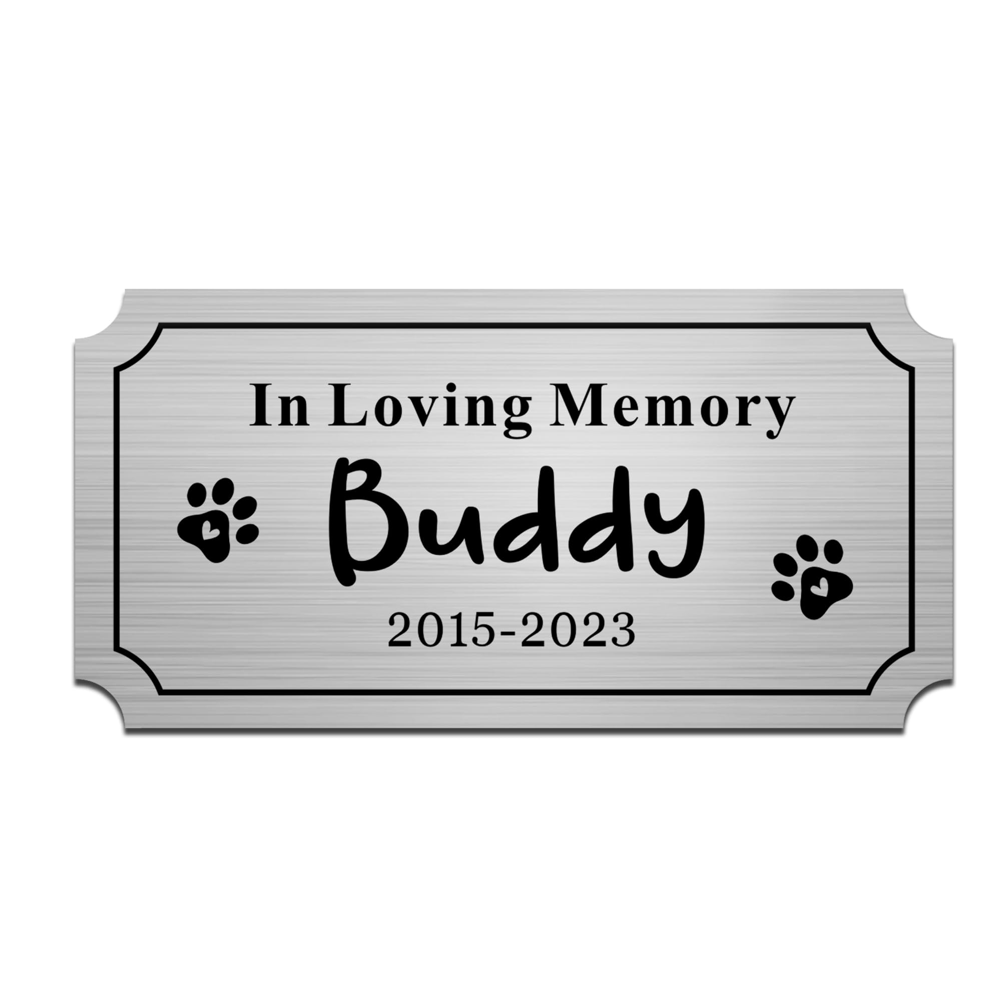 Engraved Plaques Personalised Memorial Plaques for Doors Urns Solid Metal Plate Engraved 2x4in Name Plate Name Label Plaque with Adhesive Backing (Silver, Design 2)