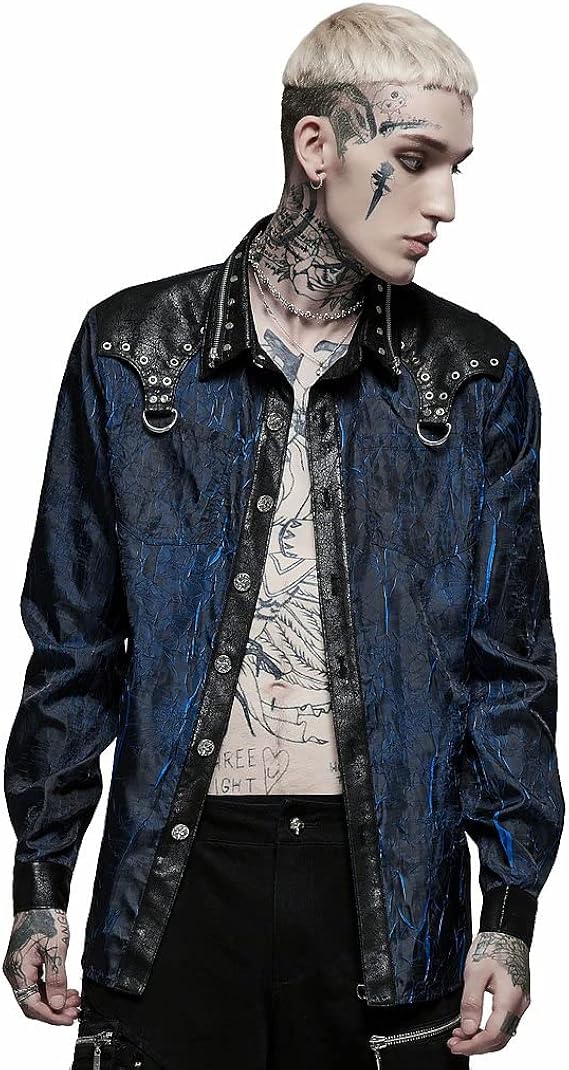Amazon Co Jp ゴスロリワールド Punkrave ゴスロリフェイクレザードッキングジッパーカラーシャツ 黒青色 S ファッション Amazon Co Jp ゴスロリワールド Punkrave ゴスロリフェイクレザードッキングジッパーカラーシャツ 黒青色 S ファッション