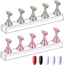 KOLZEMV 2pcs Support Magnétique pour Faux Ongles, Ensembles Présentoir D'art D'ongle, Présentoir à Ongle Acrylique Support de Pratique de Pointe d'Ongle Support de Pratique d'Ongle Stand d'Art d'Ongle