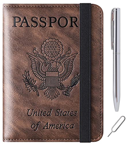 Image of Passport Holder for Travel Essentials, Passport Cover, Rfid Blocking Wallet | Travel Wallet, Leather, Passport Case, Travel Accessories, Vacation Luggage Must Haves, for Men Women