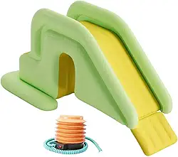 Tobogã Aquático Inflável para Piscinas, Base Que Pode Ser Enchida com água E Bomba de Pé, Ideal para Diversão No Jardim.