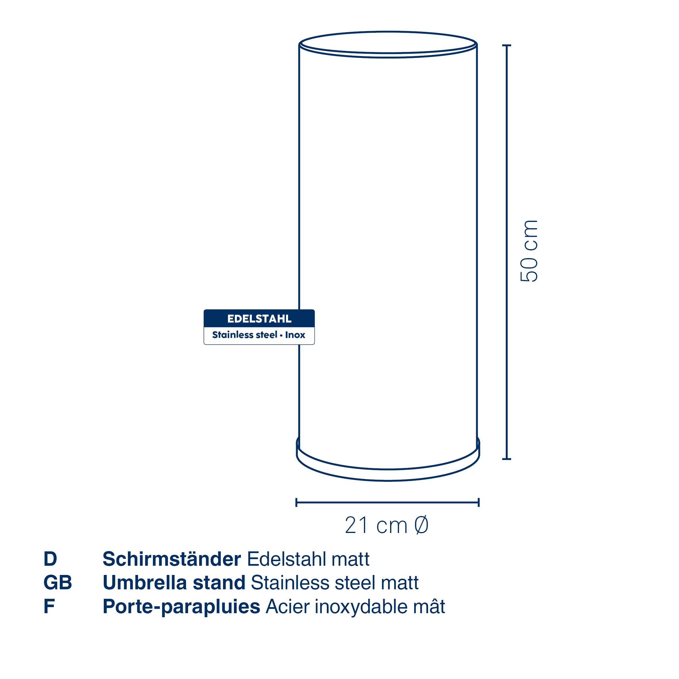 kela Paragüero de acero inoxidable mate, soporte para paraguas con bandeja recogegotas, altura 50 cm, SWING
