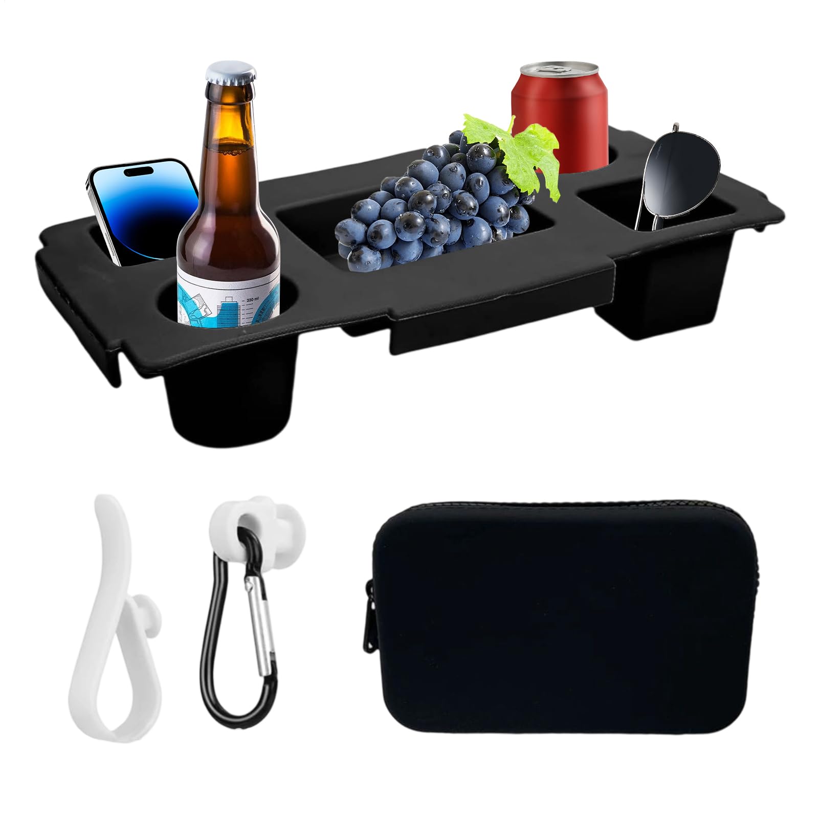 Organizador para Bolsa de Playa Bandeja para Bocadillos con Portavasos para | Organizador Con Ajuste Y Soporte Para Móvil Para Aventuras Familiares Al Aire Libre