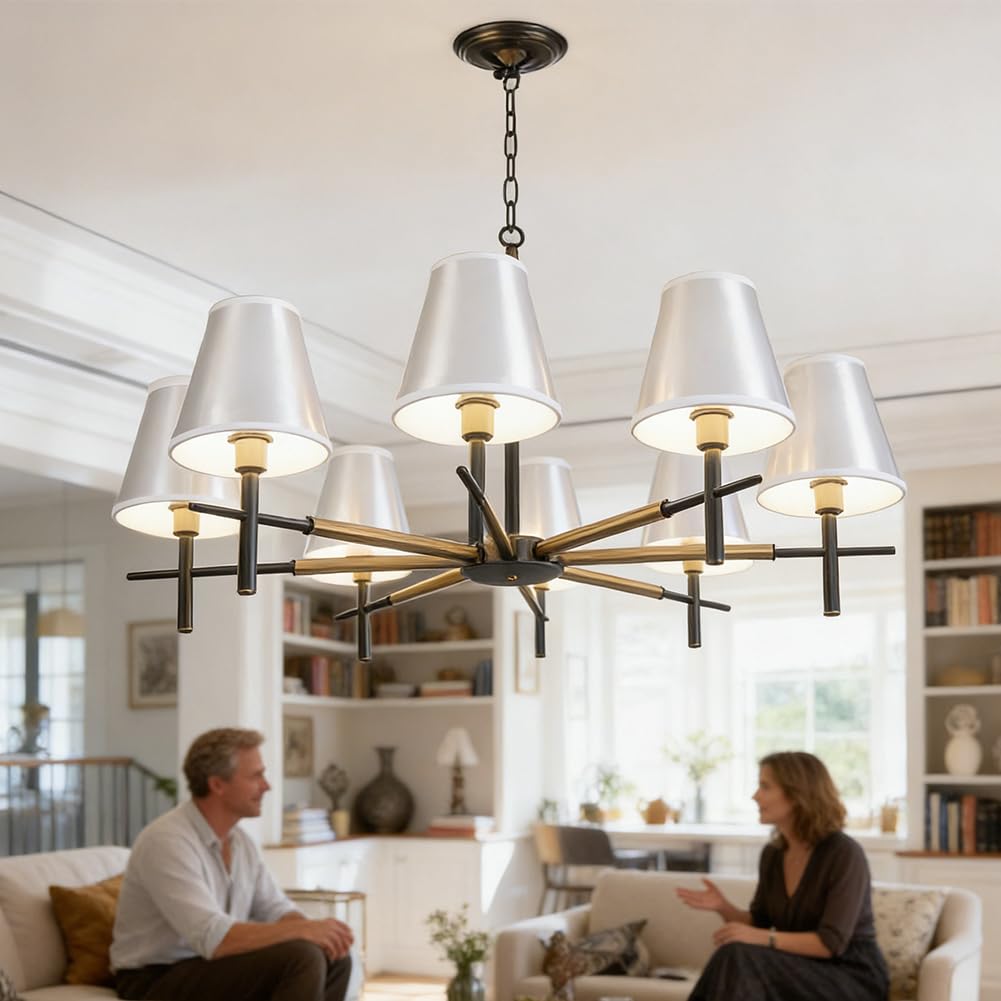 UNICRAFTALE Lot de 8 abat-jours blancs à clipser pour lustres muraux, plafonniers, tables, lampes de sol