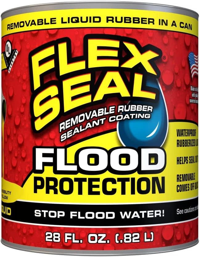 Flex Seal Liquid Flood Protection, 28 oz, Waterproof Rubberized Liquid, Removable, Use on Windows, Doors, Garage Doors, Seams, Casings, Thresholds, Conduits, Vents, Ducts, and More
