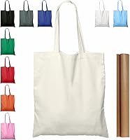 NPBAG Bulk Natural Cotton Tote Bags 15x16'' - 2/5/15/25/50 Pack Reusable Grocery Bags with PTFE Teflon Sheets for HTV Printing