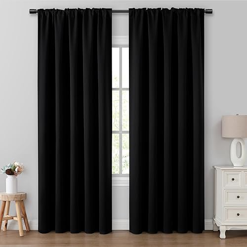 HOMEIDEAS - Cortinas opacas, juego de 2 paneles de oscurecimiento de habitación y dormitorio, cortinas térmicas de bloqueo de luz con ojales, para