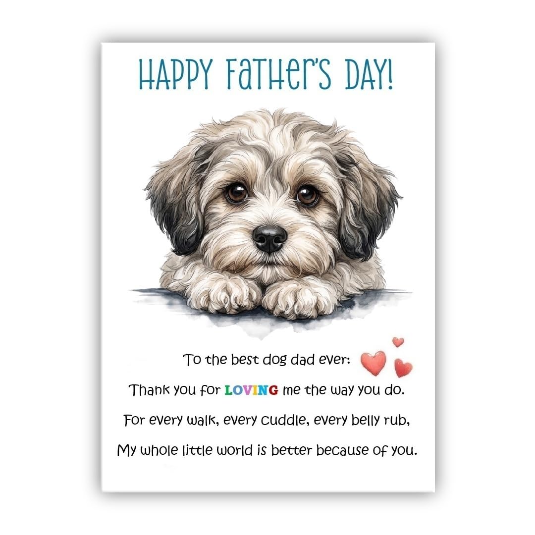 Father’s Day Card From the Dog. Multiple Breeds Available. Cute Fathers Day Pet Card. To The Best Dog Dad. (• Schnoodle Parti dog)