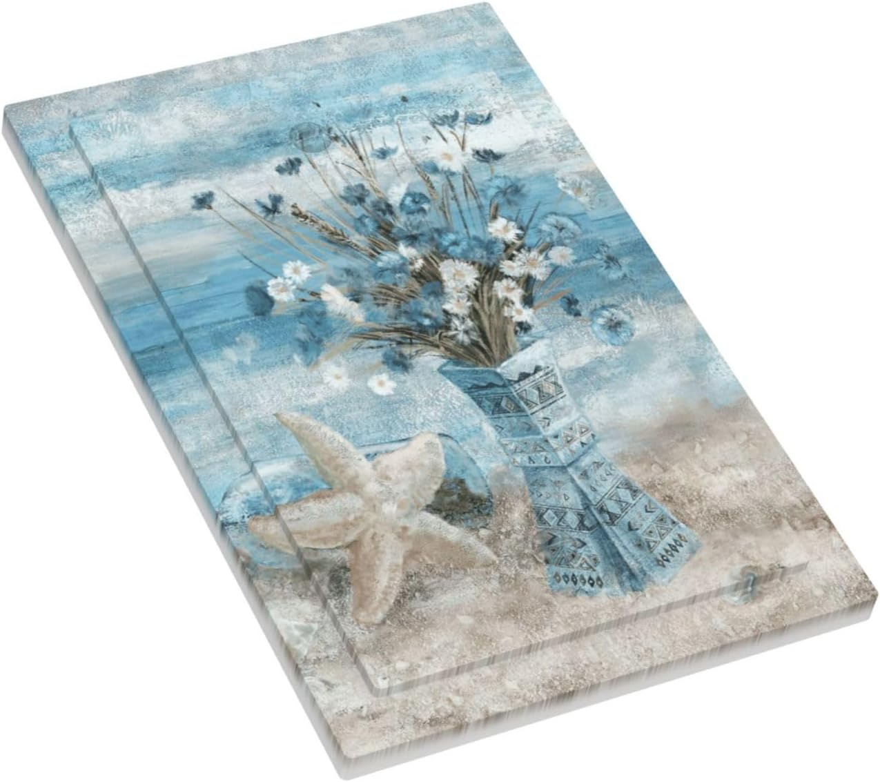 Coastal Blue Vase Wild Daisy Starfish Beach Light Switch Cover Plate 1 Gang No Device Blank Electrical Wall Plates Faceplate Decorative Switch Plate Covers for Bathroom Living Room Decor image 3