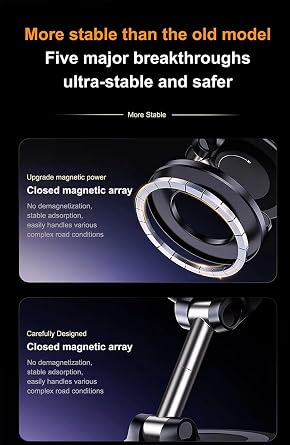 360 Freedom Vacuum Magnetic Car Phone Holder, Adjustable Car Phone Mount with Full-Range Rotation with Car/Desk/Mirror/Shower for iPhone & Android