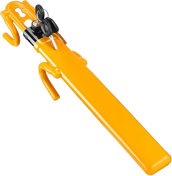 Turnart Steering Wheel Lock Anti-Theft Device Wheel Lock Retractable Car Lock with 3 Keys Heavy-Duty for Car Security Universal Fit for Auto/SUV/Van/Truck Yellow