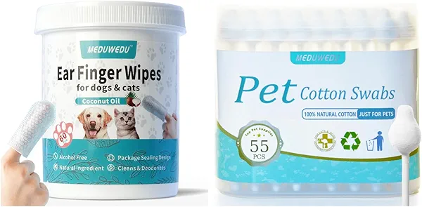Pet Ear Cleaning Combo – Ear Wipes & Cotton Swabs for Dogs & Cats