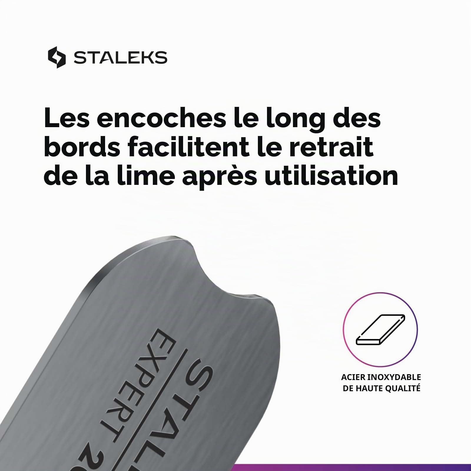 Staleks Pro Expert Manche en acier inoxydable pour limes adhésives et limes pochettes jetables