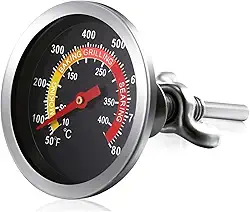 Termômetro Analógico Para Forno a Lenha, Estufa e Churrasqueira – Alta Precisão 400°C – Cor Preto – Ideal para Smoker e Forno Artesanal