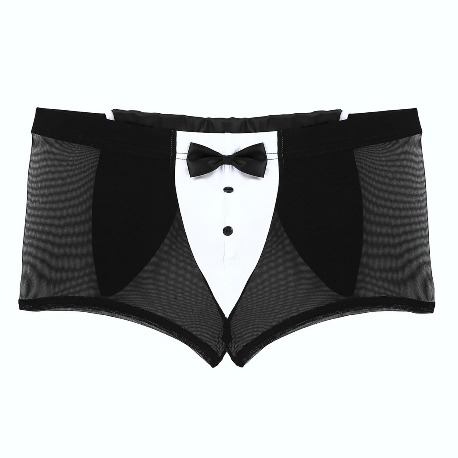myza Men's Bow Tie Bikini Briefs Gentleman Roleplay Costume (Large, Black 7904)-picture-21