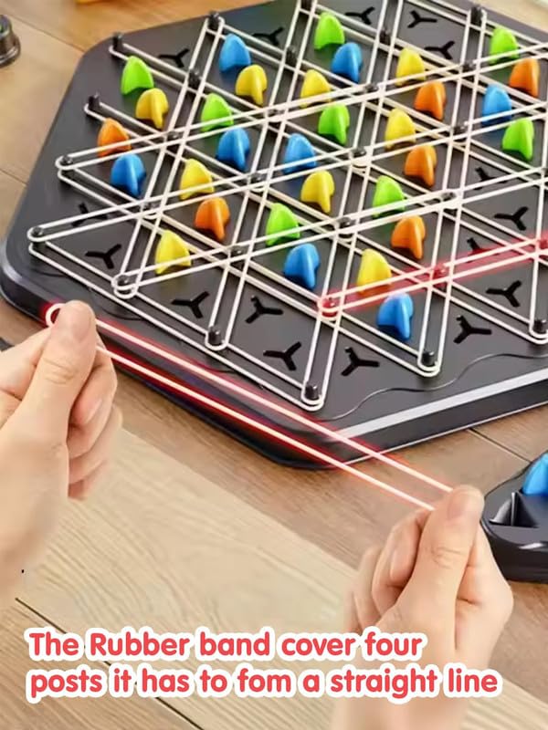 YODIFY Triangle Chess Chain Game for Kids & Adults | Triggle Rubber Band Strategy Board Game | Fun Family Brain Teaser Puzzle | Interactive Logic Game for 2β4 Players 4