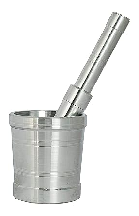 Aluminium Mortar and Pestle/Imam Dasta/Ohkli Musal/Kharal/Khalbatta Okhli Masher/Idi Kallu/Khal Musal/Khalbatta/Spice Grinder