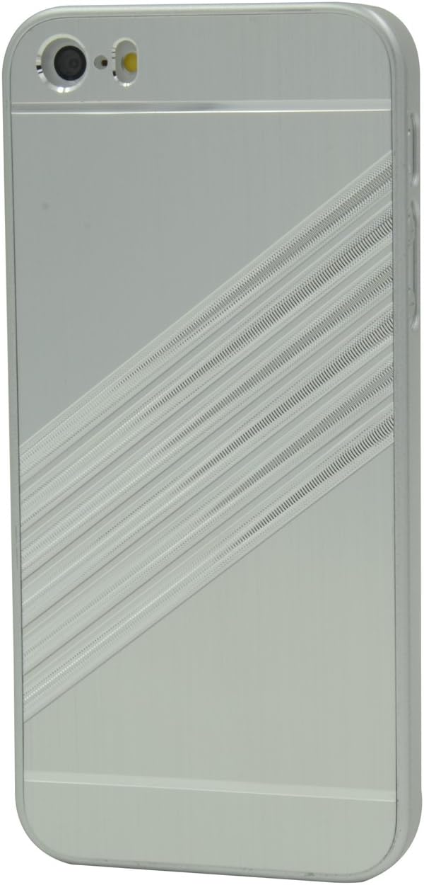 iPhone 5 Case,iPhone 5S Case,ChengYung[TM] Aluminum + PC Diagonal Strips Pattern Hard Metal Case Cover for iPhone 5/5S (Not match iPhone 5C) - Silver