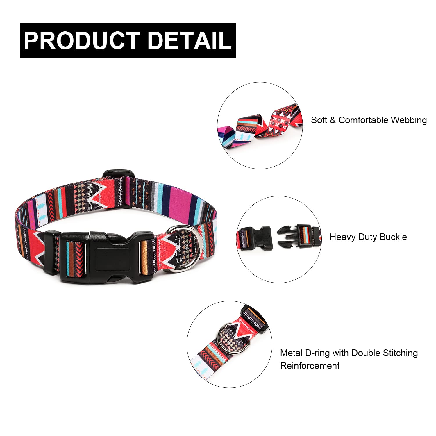 NACOCO Hundehalsband Mit Leine – Verstellbar, Größe M, Rot