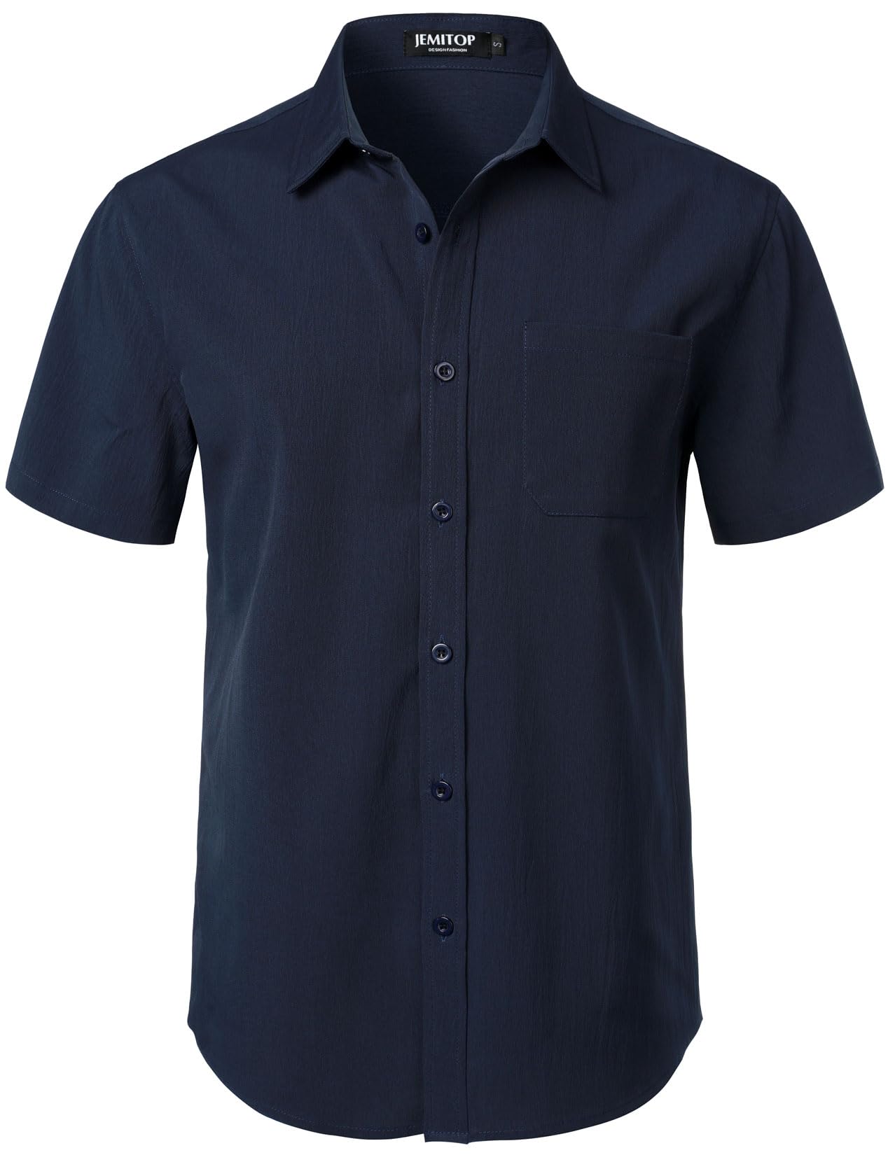 JEMITOP Men's Stretch Wrinkle Free Short Sleeve Texture Shirt Lightweight Summer Button Down Shirts for Beach Vacation