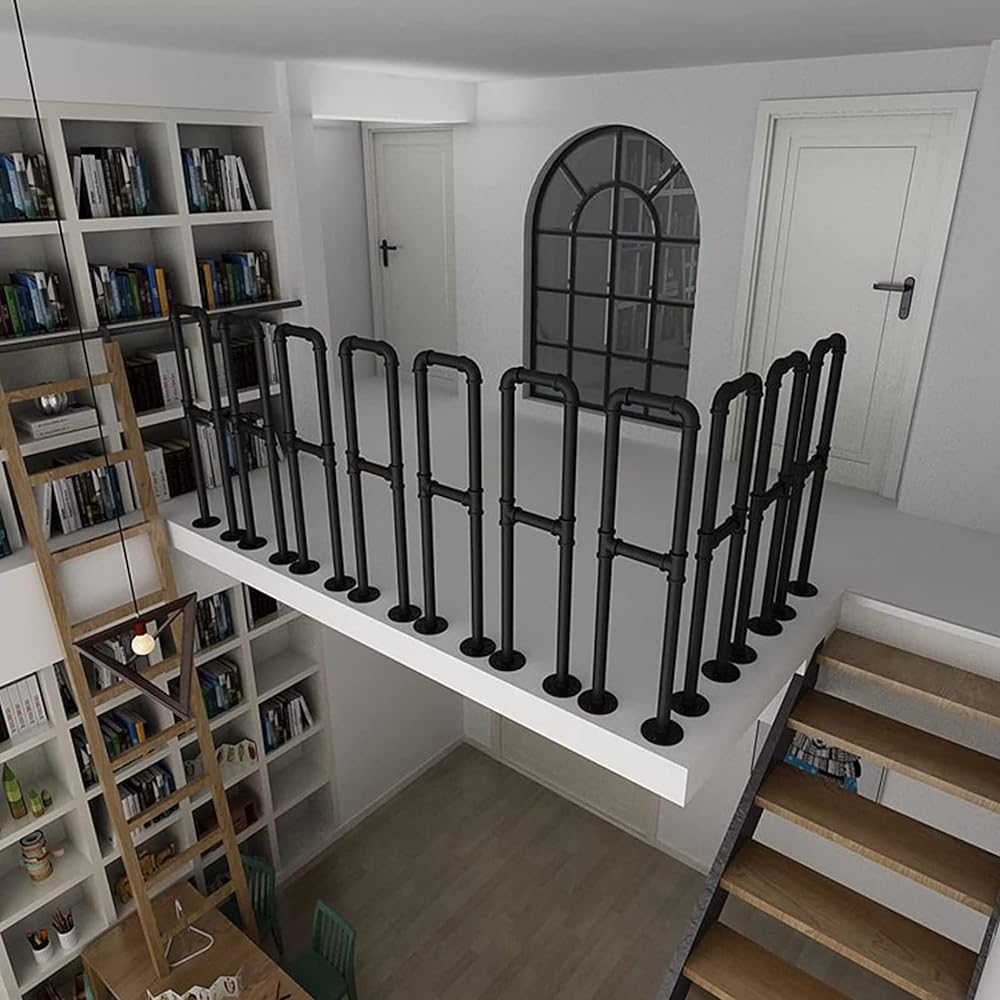Barandilla metálica para escaleras, pasamanos Negros en Forma de U, barandilla Antideslizante para escaleras, Barra de Apoyo para pasillos de lofts de Villas, para escalones interi