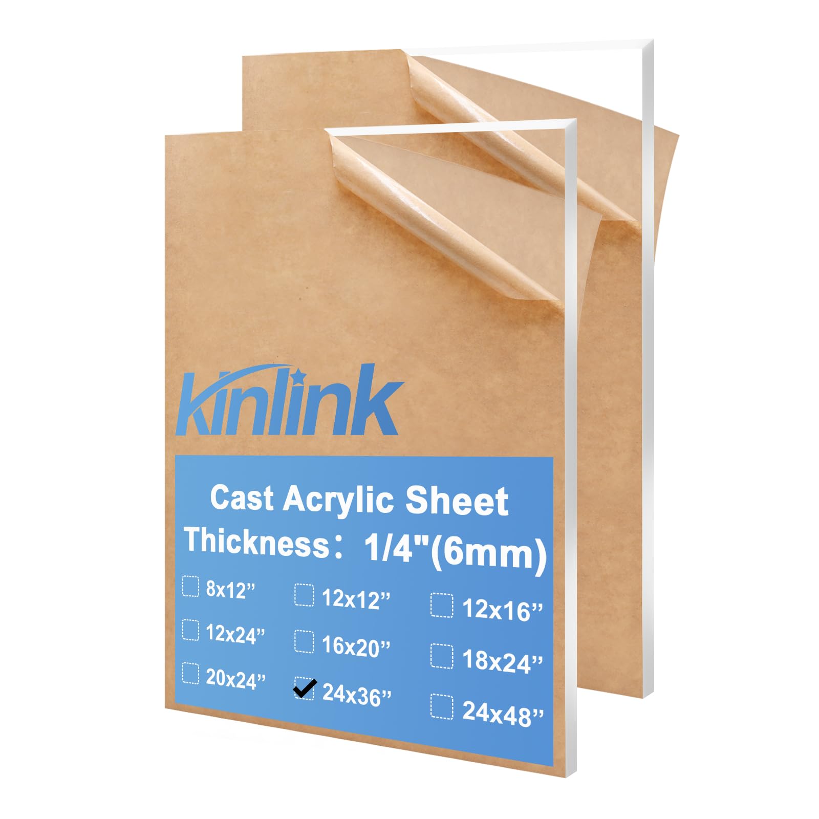 Clear Acrylic Sheets - 2 Pack 12x12 -14
