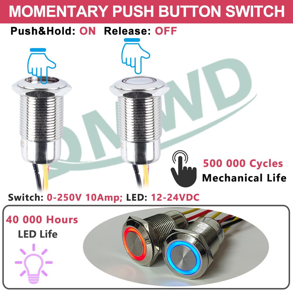 Snapklik.com : DMWD 16mm Waterproof IP67 Momentary Metal Push Button ...
