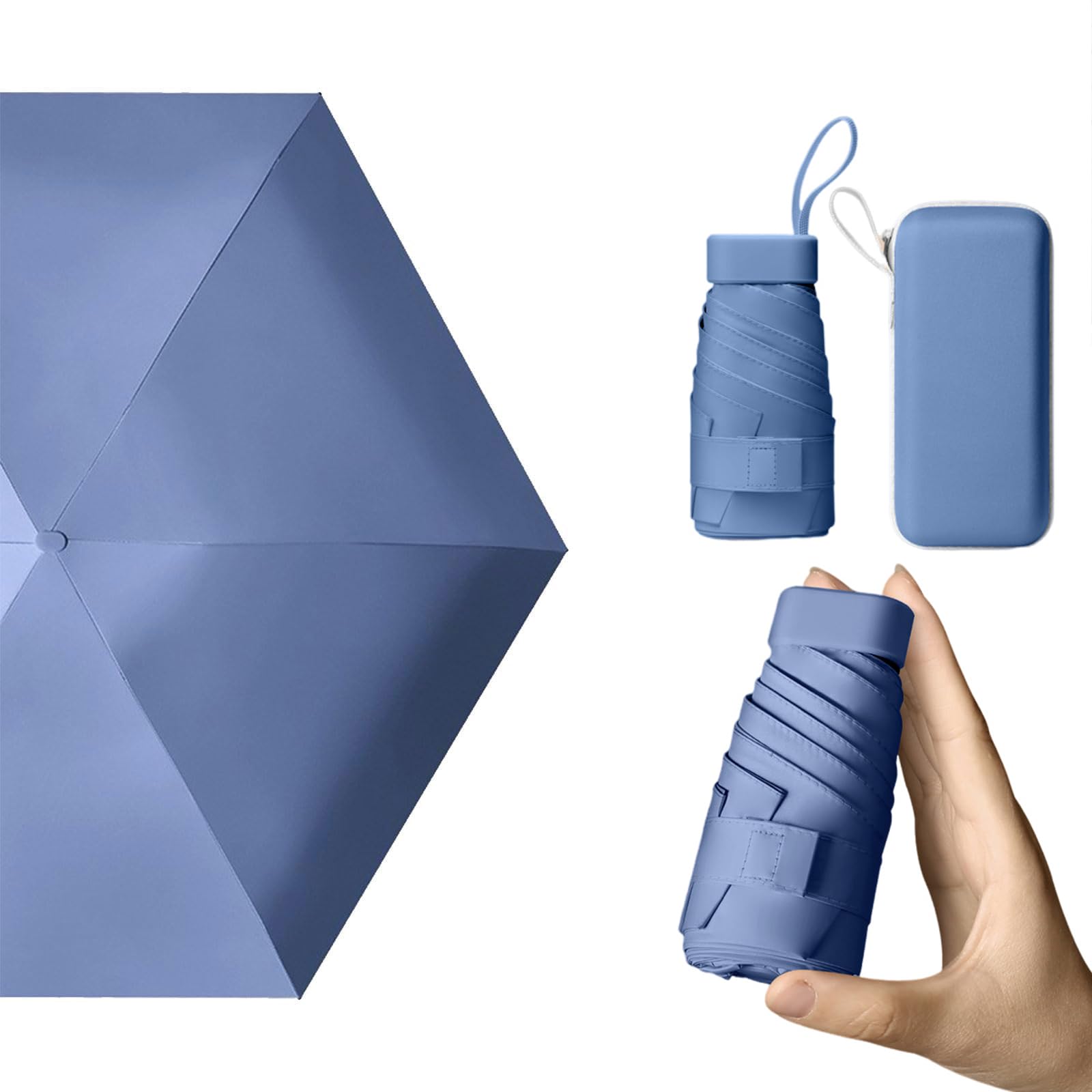 AowinMini Umbrella with Sun Protection,Portable Lightweight Travel Umbrella with Storage Box,Windproof Parasol Umbrella UV Protection for Women and Kids,Travel Small Folding Umbrella for Rain