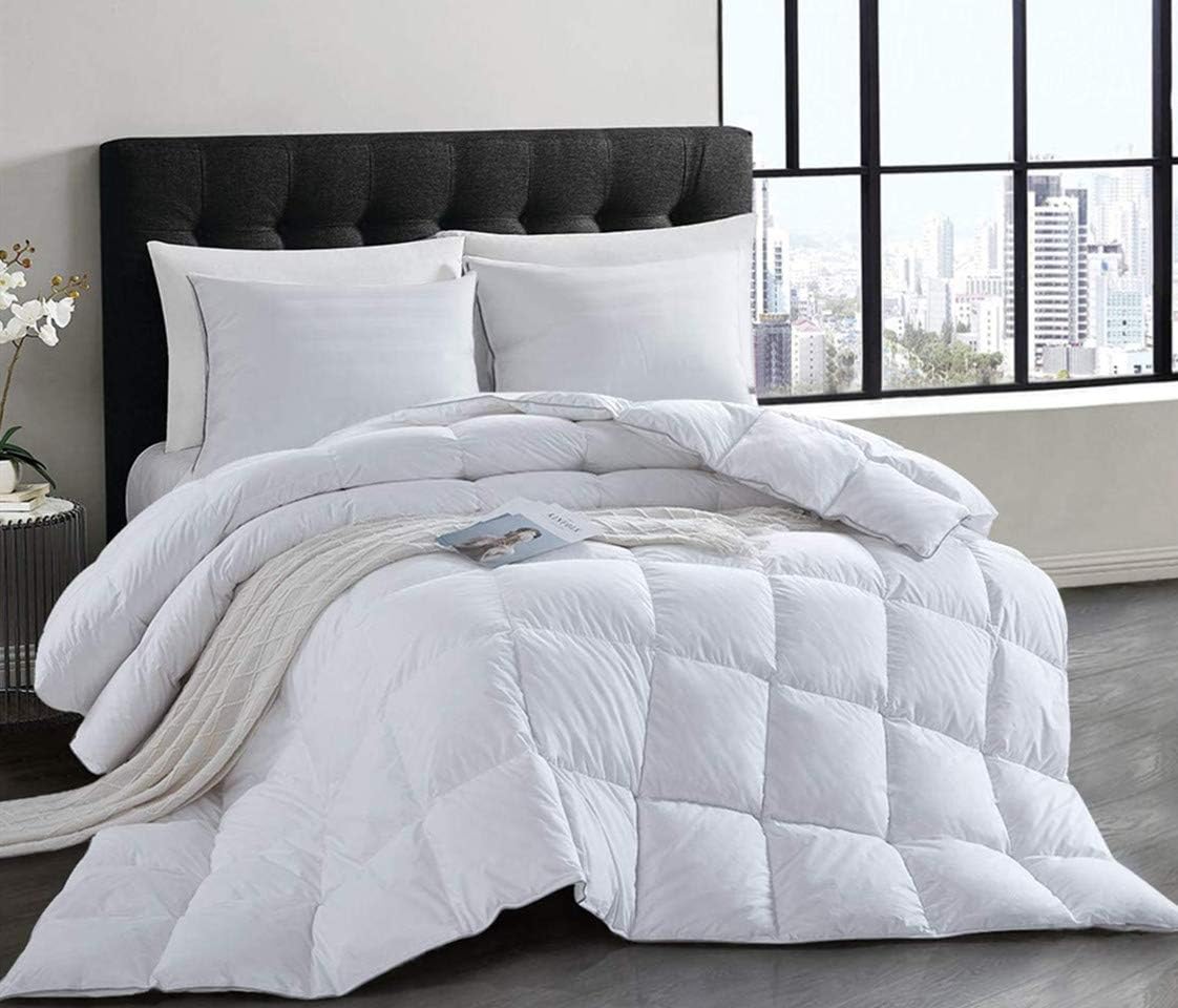 HOMBYS Natural White Goose Down Duvet King Size 10.5 Tog All Seasons Duvet Insert Classic Quilt Hypoallergenic 100% Cotton Shell Down Proof (10.5Tog, King)
