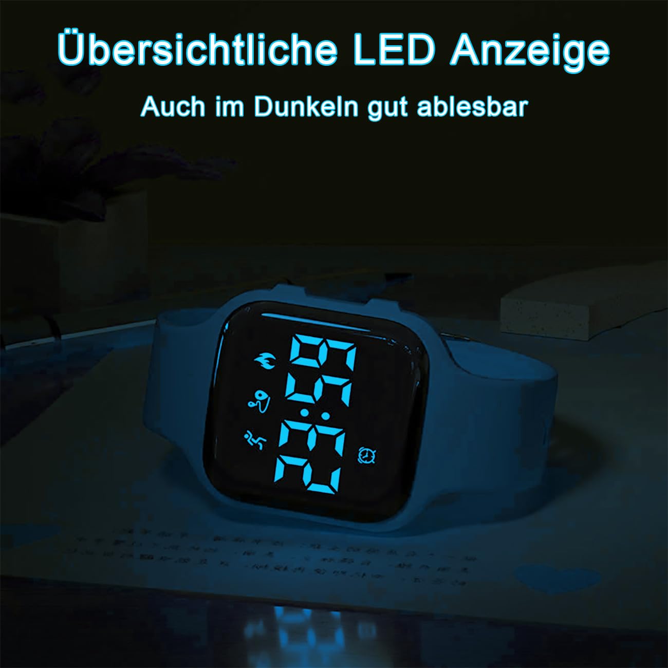 Reloj de Fitness para niños podómetro sin App y Bluetooth, 1 Hora de Carga para 20 días de Uso, Impermeable Reloj de Pulsera con Temporizador y 3 Alarma