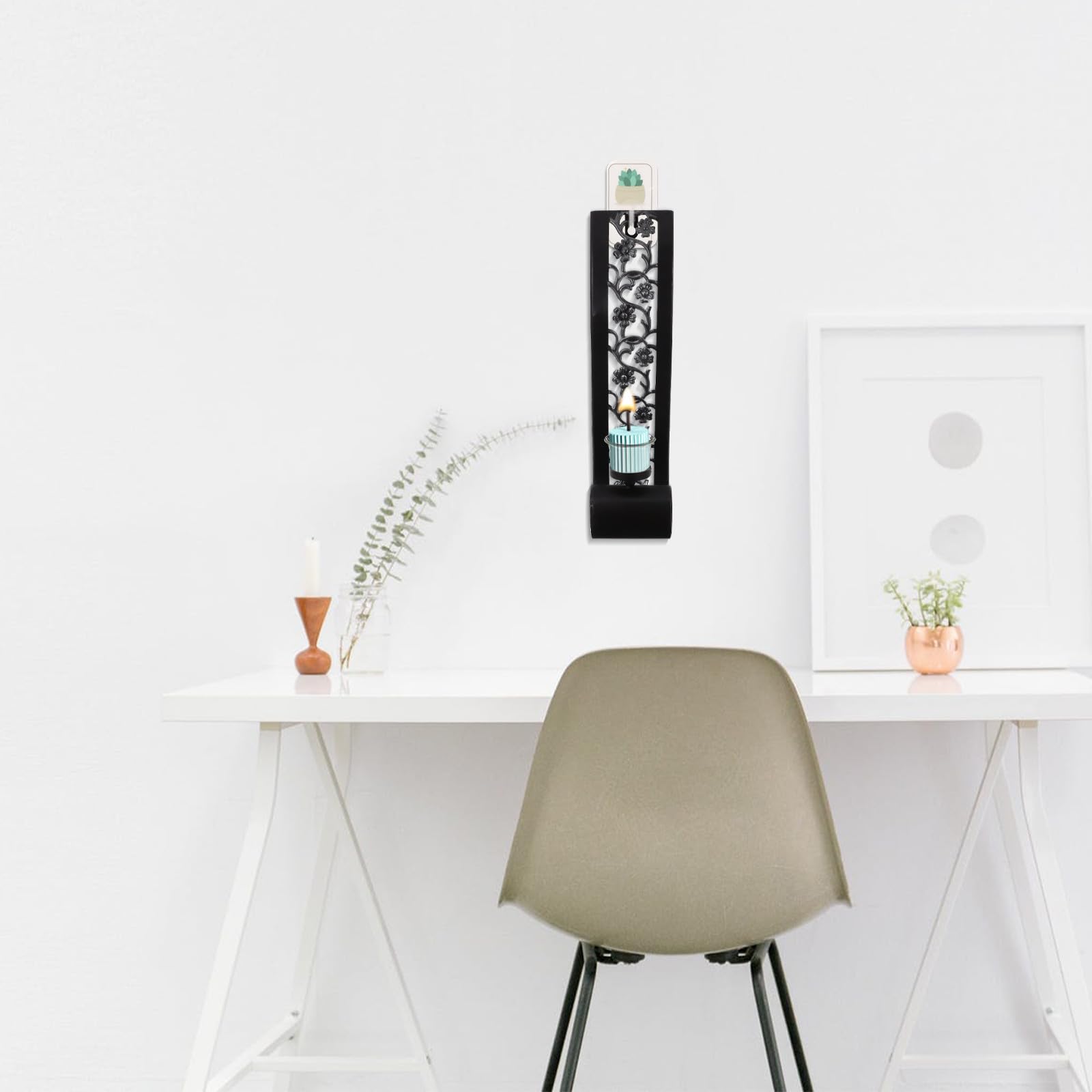 Candelabro de Pared de Hierro Negro Estilo Vintage Europeo