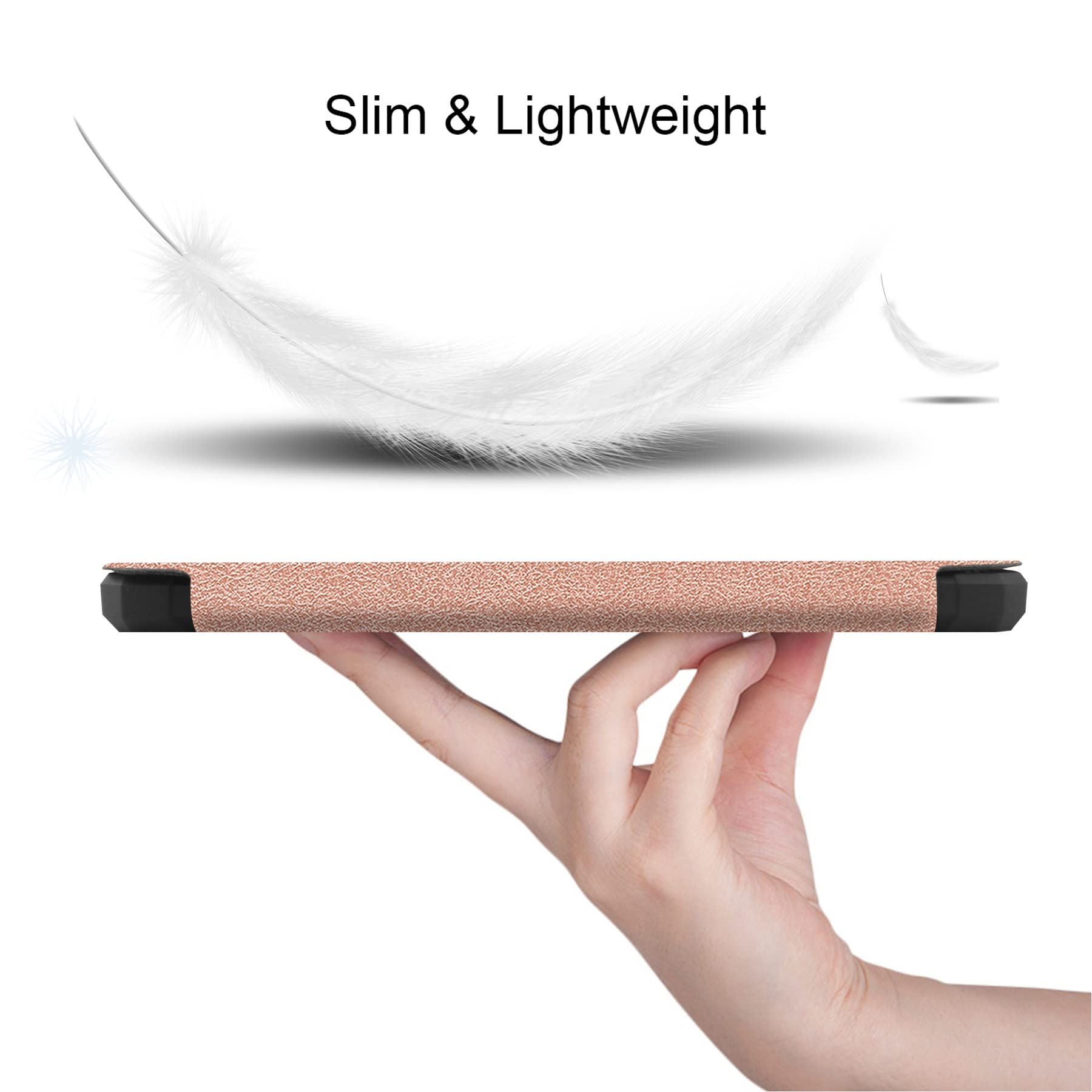 Slim Case dla Kindle PaperWhite (wersja 6,8 "2021), TPU. Skórzany przypadek Ochronna Smart Folio Shell Pokrywa z zamknięciem magnetycznym i funkcją stoiska auto Wake/sen(Rose Gold)