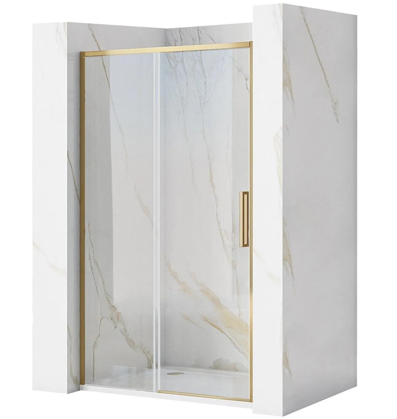 Rea - Porta Doccia Rapid Slide 140, Oro Spazzolato, 2,5X141X195Cm