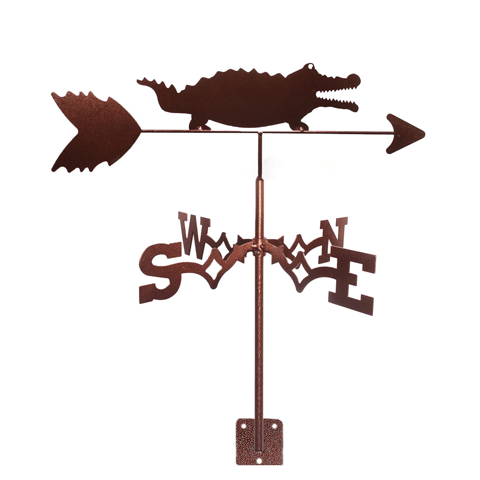 TAXXII Weather Vane Crocodile Sturdy Stainless Steel Weathervane Retro Wind Weathercock Farm Scene Garden Stake Direction Indicator for Patio Yard Decoion-A