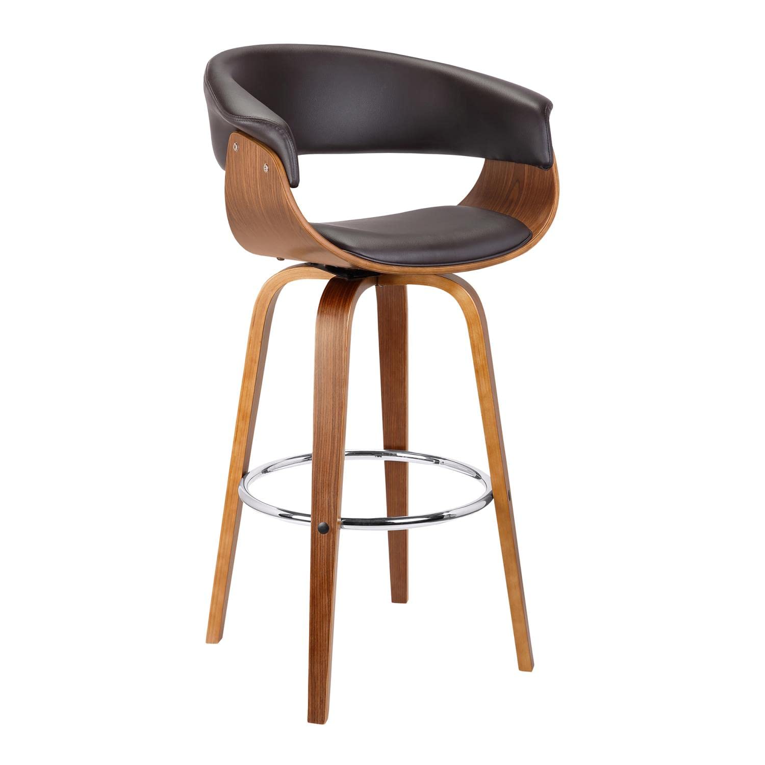 Armen Living Julyssa MidCentury Swivel Bar stool, 30", Brown Brown