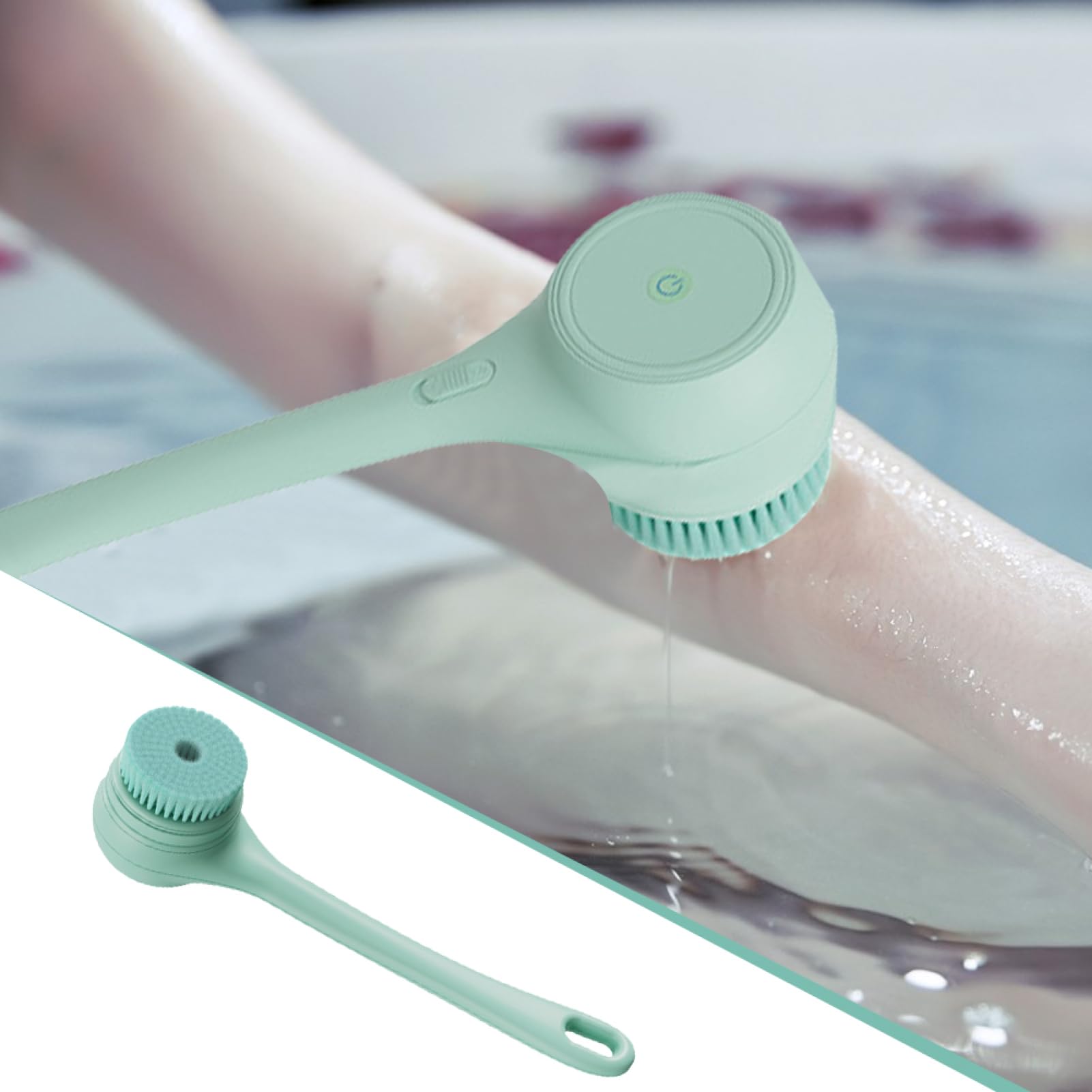 Cepillo de baño eléctrico, limpiador de espalda para ducha,Cepillos de | baño y cuerpo de mango largo impermeables - Cepillo de espalda eléctrico con batería grande para pies
