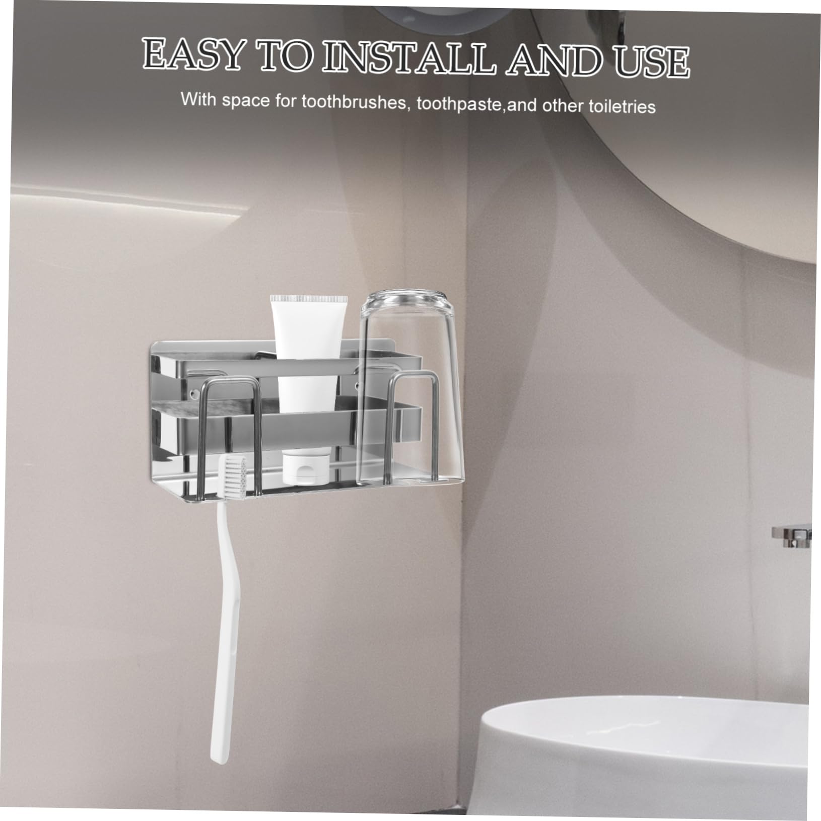 Amosfun 4piezas Soporte De Cepillos De Dientes Inoxidable Organizador Montaje Pared Sin Perforación Estante para Cepillos y De Dientes Accesorio Elegante y para Baños