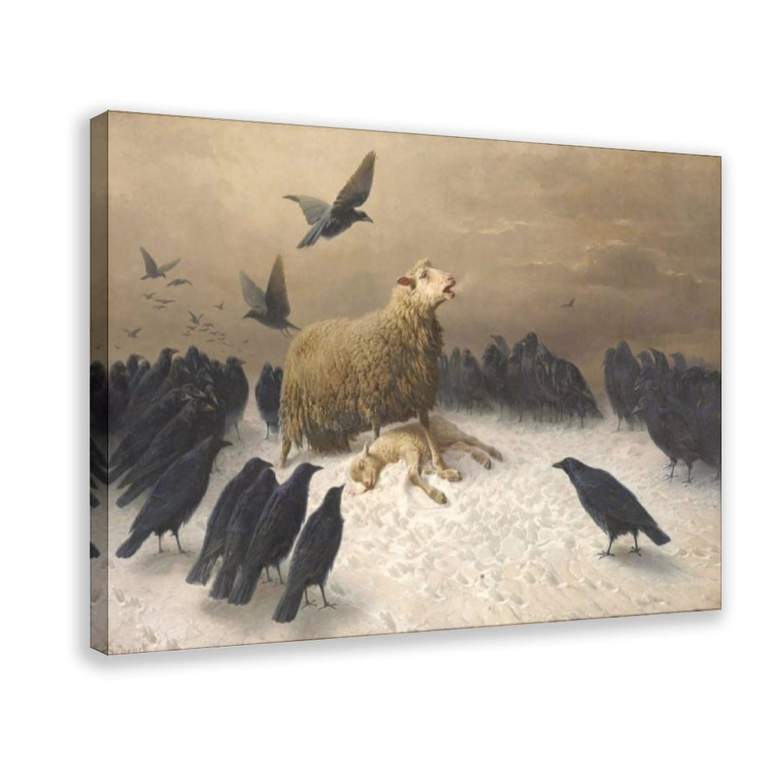 WCYB Anguish by August Friedrich Albrecht Schenck 1876 Posters Prints Canvas Deco Paintings Wall Art Hangable Frame 12" L X 18" W