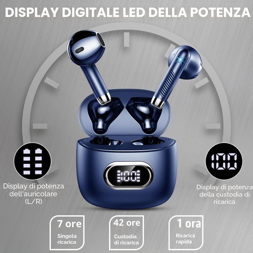 Drsaec Cuffie Bluetooth 5.4, In Ear Senza Fili con Bass Profondi 6D, 2026 Nuove Cuffie Senza Fili con 6 Microfoni ENC, 42 Ore di Cancellazione del Rumore, USB-C, Impermeabili IP7, Cuffie Sportive
